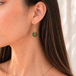 Sterling Silver Jade Drop Earrings, 18K Gold Finish