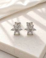 925 Sterling Silver Flower Stud Earrings, 18K Gold Finish or Rhodium Finish