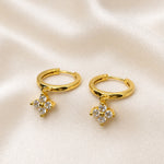 Sterling Silver Floral Huggie Earrings, 18K Gold Finish