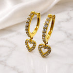 Sterling Silver Open Heart Huggie Earrings, 18K Gold Finish