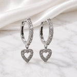 Sterling Silver Open Heart Huggie Earrings, 18K Gold Finish