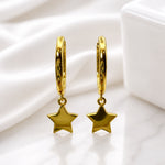 Sterling Silver Star Huggie Earrings, 18K Gold Finish