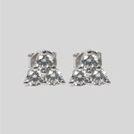 Three Stone Trinity Cluster Stud Earrings in 925 Sterling Silver