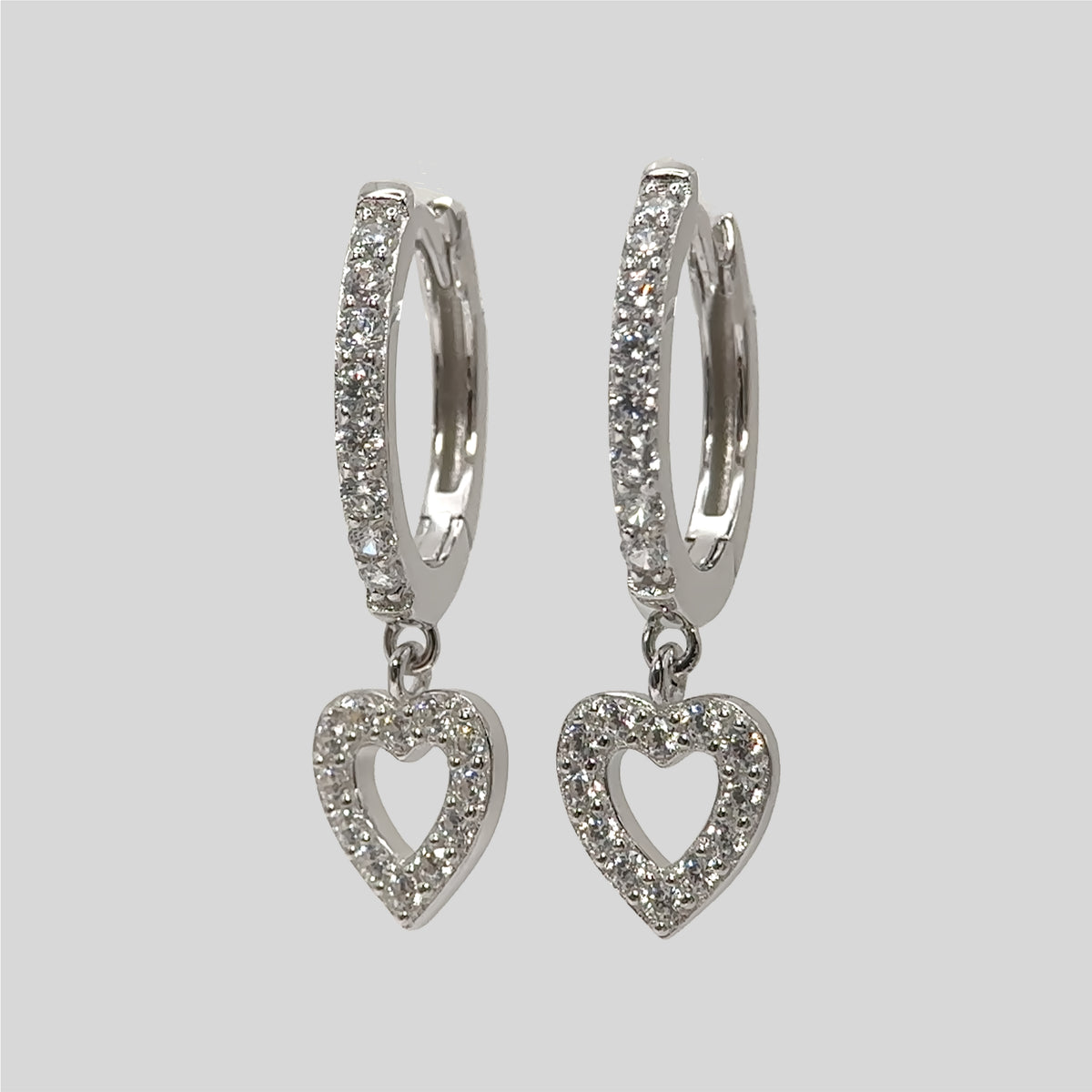 Sterling Silver Open Heart Huggie Earrings, 18K Gold Finish