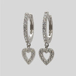 Sterling Silver Open Heart Huggie Earrings, 18K Gold Finish
