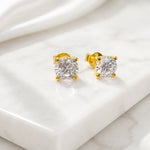 Single Stone Round Stud Earrings in 925 Sterling Silver