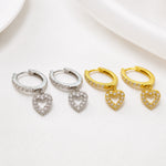 Sterling Silver Open Heart Huggie Earrings, 18K Gold Finish