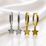Sterling Silver Star Huggie Earrings, 18K Gold Finish