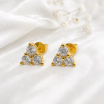 Three Stone Trinity Cluster Stud Earrings in 925 Sterling Silver