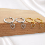 Sterling Silver Open Heart Huggie Earrings, 18K Gold Finish
