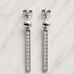 Sterling Silver Bar Drop Stud Earrings, 18K Gold Finish