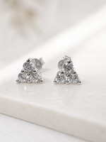 Three Stone Trinity Cluster Stud Earrings in 925 Sterling Silver