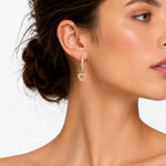 Sterling Silver Open Heart Huggie Earrings, 18K Gold Finish