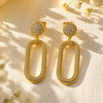Sterling Silver Chain Link Stud Earrings, 18K Gold Finish