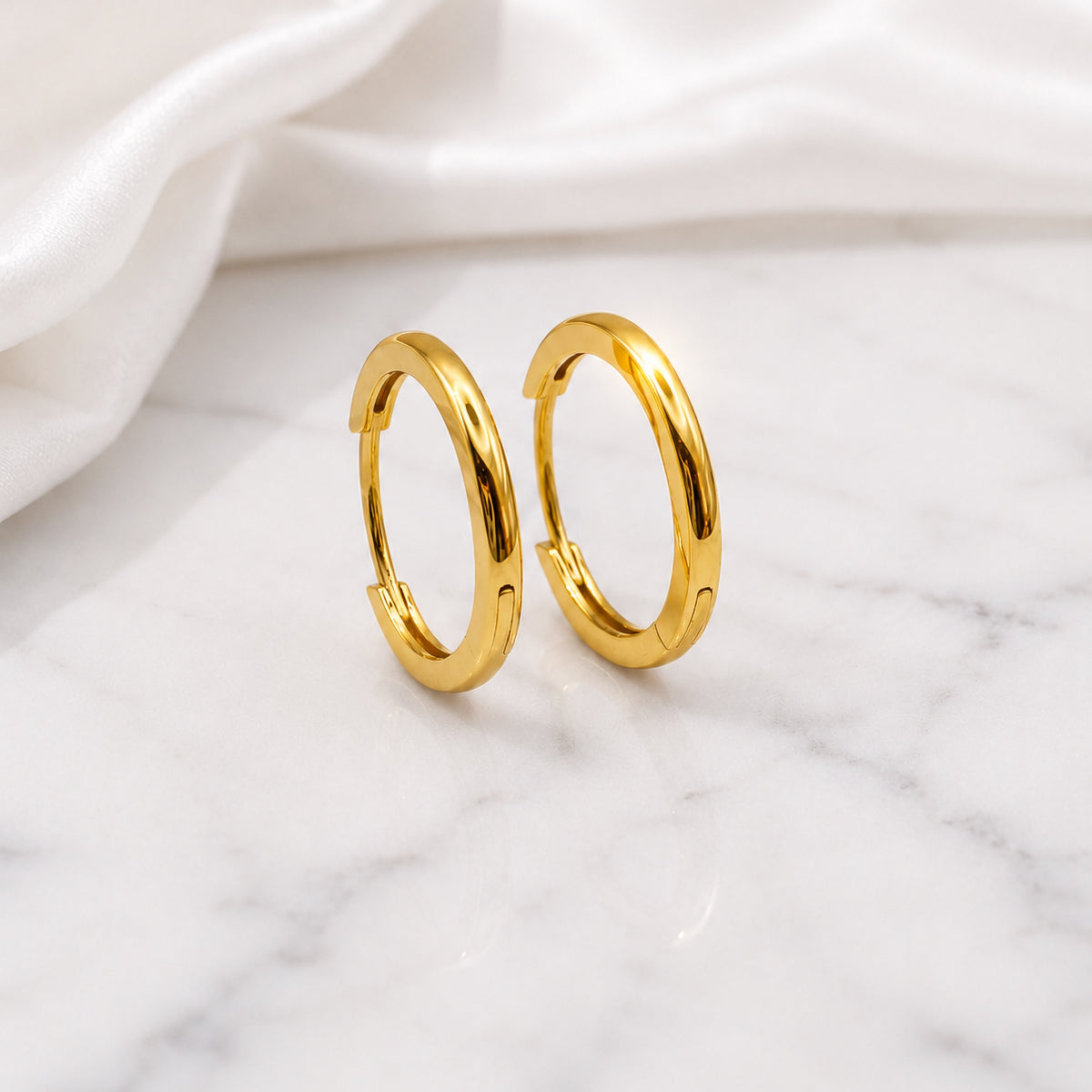Sterling Silver Huggie Hoops, 18K Gold Finish Minimalist Small Hoops, Classic and Wavy Hinged Earrings