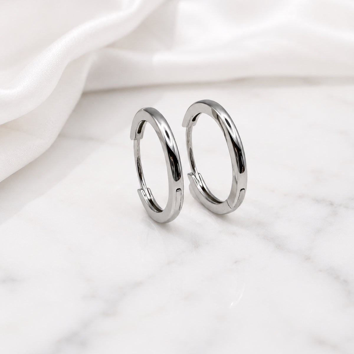 Sterling Silver Huggie Hoops, 18K Gold Finish Minimalist Small Hoops, Classic and Wavy Hinged Earrings