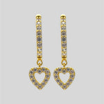Sterling Silver Open Heart Huggie Earrings, 18K Gold Finish