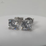 Single Stone Round Stud Earrings in 925 Sterling Silver